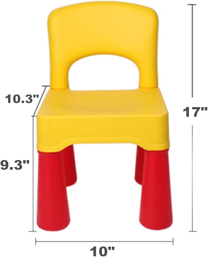 burgkidz Plastic Toddler Chair, Durable and Lightweight, 9.3" Height Seat, Indoor or Outdoor Use for Boys Girls for 18+ Months (Yellow)