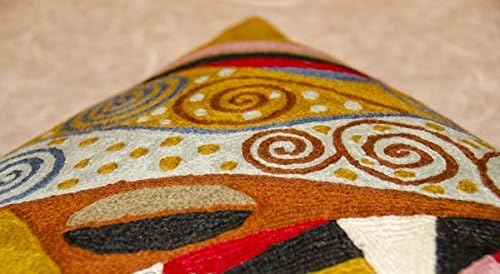 Klimt Yellow Modern Couch Pillow Cover | Gold Art Nouveau Pillows | Modern Chair Cushion| Contemporary Pillows | Modern Outdoor Pillow | Mid Century Chair Cushions | Handmade Wool Size 18x18