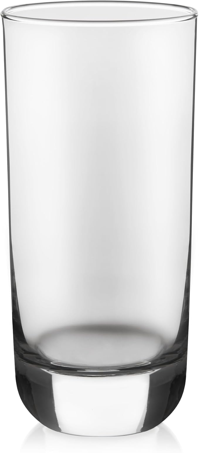 Libbey Polaris Tumbler and Rocks Glass Set, Elegant Drinkware Glasses Set,, Tall Drinking Glasses with Modern Clean Lines, Dishwasher Safe Drinking Glasses Set of 16
