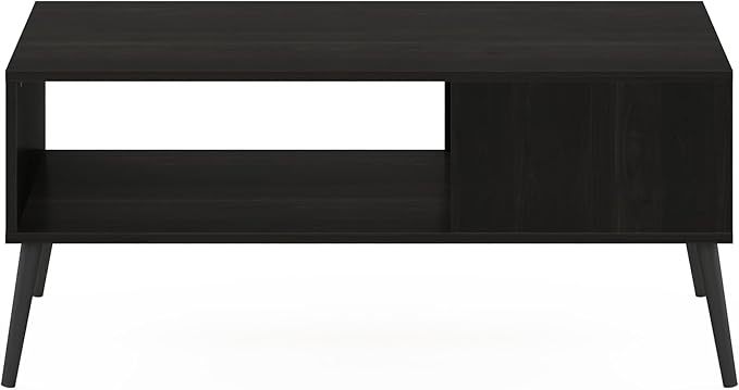 Furinno Claude Mid Century Style Coffee Table with Wood Legs, Espresso Large Non-Lift Top