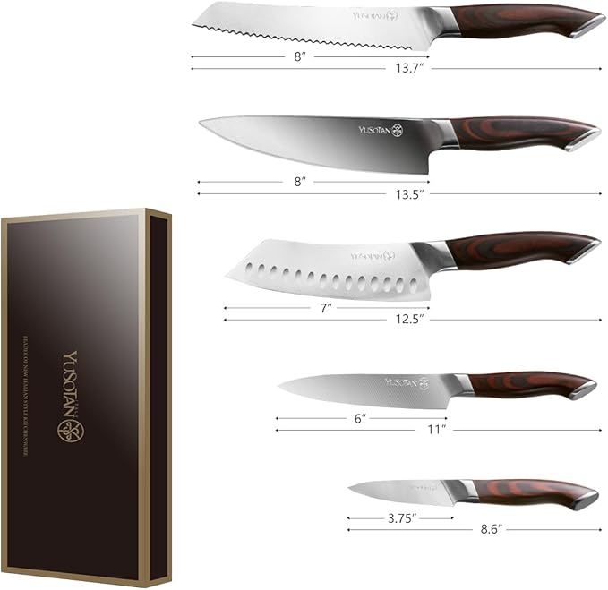 5-Piece Knife Set Professional Kitchen Knife Set Ultra Sharp High Carbon Stainless Steel Chef Knife Set for Kitchen Japanese Cooking Knife with Gift Box