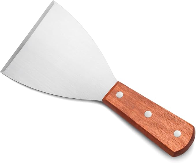 New Star Foodservice 38309 Wood Handle Slant Edge Grill Scrapers, 4 by 8.5-Inch