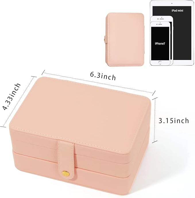 Jewelry Boxes For Girls And Women, Pu Leather Made Portable Jewelry Organizer Travel Case,3 Layers Girl Jewelry Box For Rings, Earings, Necklaces, Bracelets, Watches And Lipsticks (pink)