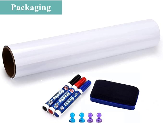 Magnetic Dry Erase Whiteboard Paper, 40" x 30" Adhesive White Board Roll for Wall, Easy to Write and Clean Dry Erase Magnetic Board for Kids, Office, Home, with Marker, Eraser and Magnets