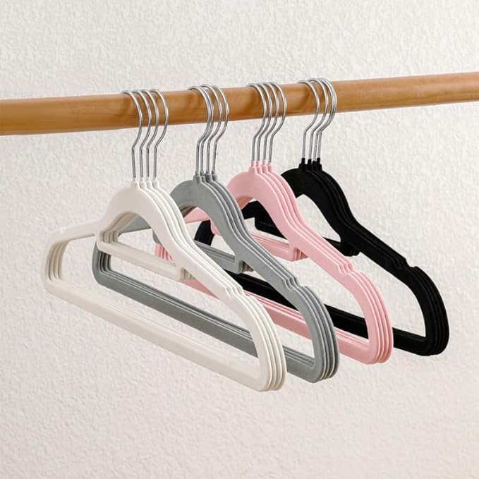 Velvet Hangers, Heavy Duty Gray Hangers for Coats, Pants & Dress Clothes, Non Slip, Space Saving, Pack of 50