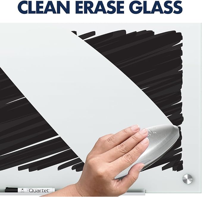 Quartet Non-Magnetic Glass Dry Erase White Board, 72"W x 48"H Whiteboard, Infinity Frameless Mounting, White Surface (G7248NMW)