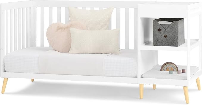 Delta Children Essex 4-in-1 Convertible Crib and Changer, Bianca White w/Natural