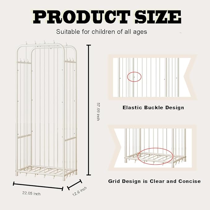 Stuffed Animal Storage Zoo Toy Organizer Corner Plush Metal Chest Extra Large Holder Standing Space Save Vertical With Elastic For Nursery Kids Room,White (White, Large)