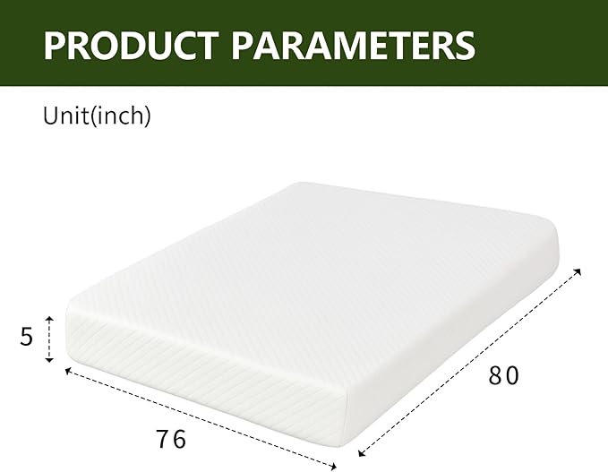 5 Inch King Size Mattress in a Box,Memory Foam Mattress for Comfort Sleep, Cooling Night Sleep & Pressure Relief, Ships Compressed (5", King)