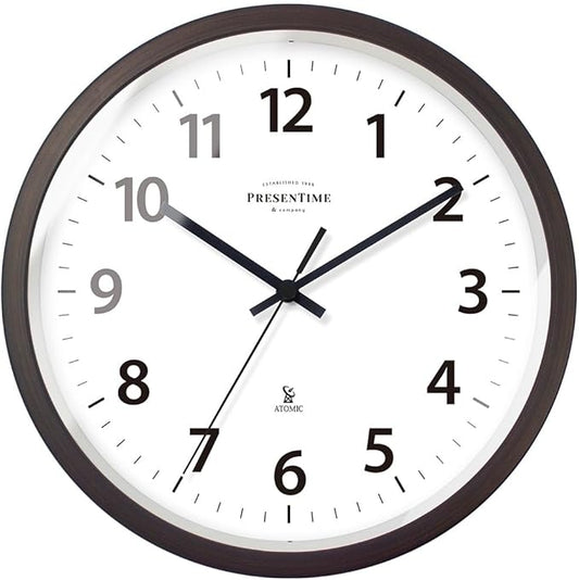 Presentime & Co 10" Atomic Wall Clock, Silent no Ticking, Automatically Sets Itself and Adjust to Daylight Saving Time by WWVB - Oil Rubbed Bronze Finish. (Home Office)
