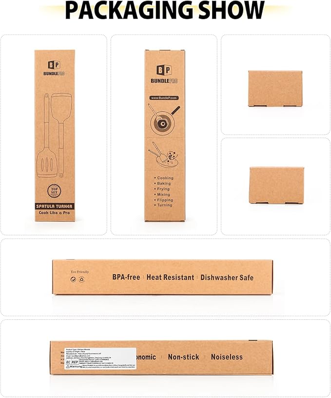 Pack of 2 Silicone Solid Turner, Non Stick Slotted Kitchen Spatulas, High Heat Resistant BPA Free Cooking Utensils, Ideal Cookware for Fish, Eggs, Pancakes(Chocolate)