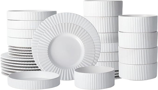 Christian Siriano Lusso 32-Piece Dinnerware Set Stoneware, White