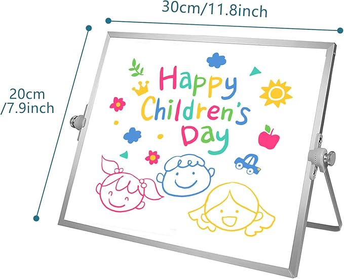 OWill Dry Erase White Board, 8” X 12” Small Whiteboard with Stand, Mini Whiteboard A4 Magnetic Desktop Board & Portable Double-Sided White Board Easel for Kids Drawing in School & Home