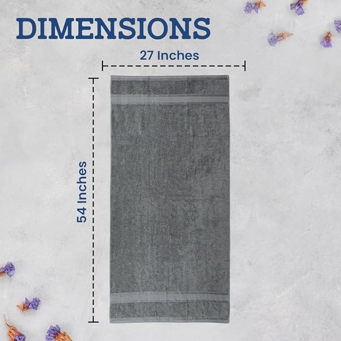 Casa Lino Silver Grey Bath Towels Set of 4 (54" x 27") - Large Bathroom Towel Set - 100% Cotton Towels for Bathroom - Highly Absorbent & Quick Dry Bath Towel Multipack - New Apartment Essentials