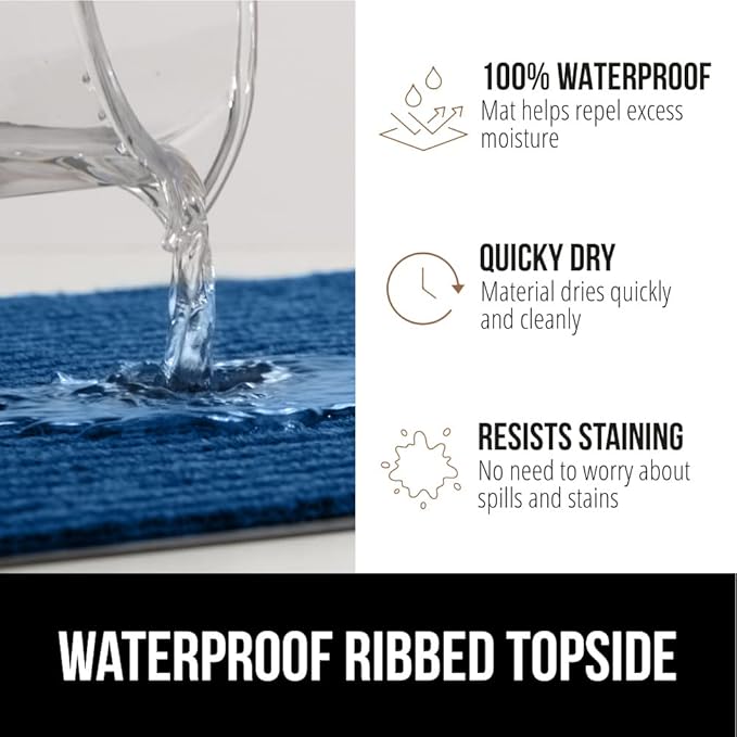 GORILLA GRIP Traffic Guard Door Mat, Heavy Duty Welcome Mats, Commercial Office Space Doormat, Waterproof, Fade Resistant, Strong Rubber Backing, Low Profile, Shoe and Boot Scraper, 29x17, Blue