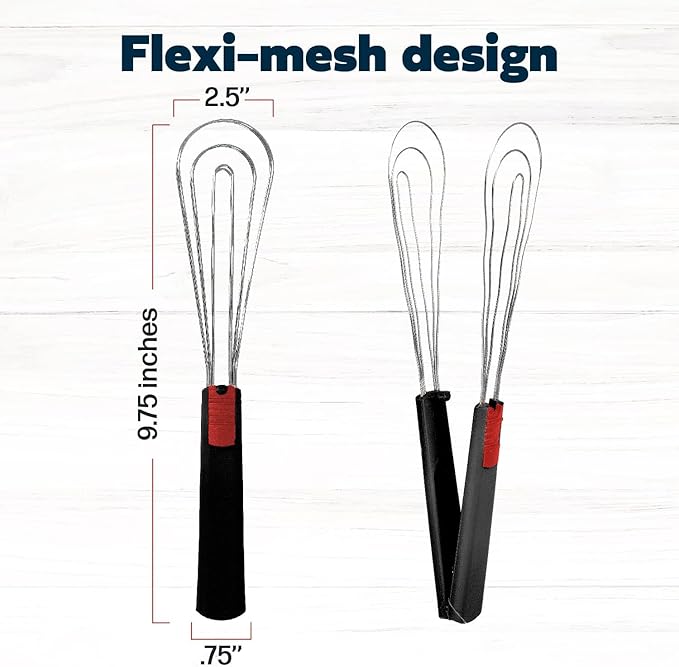 Flat Whisk and Tongs for Cooking – Multipurpose Kitchen Tool for Beating Eggs, Salad Tongs, BBQ, Whisks for Cooking, Easy Whisk, Hand Whisk (Black)