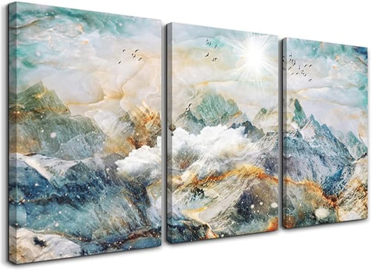 Abstract Canvas Wall Art For Living Room Canvas Prints Artwork Bedroom Wall Decor Abstract Mountain Landscape Painting Room Decor Pictures Artwork Office Wall Decorations Farmhouse Home Decor 3 Piece