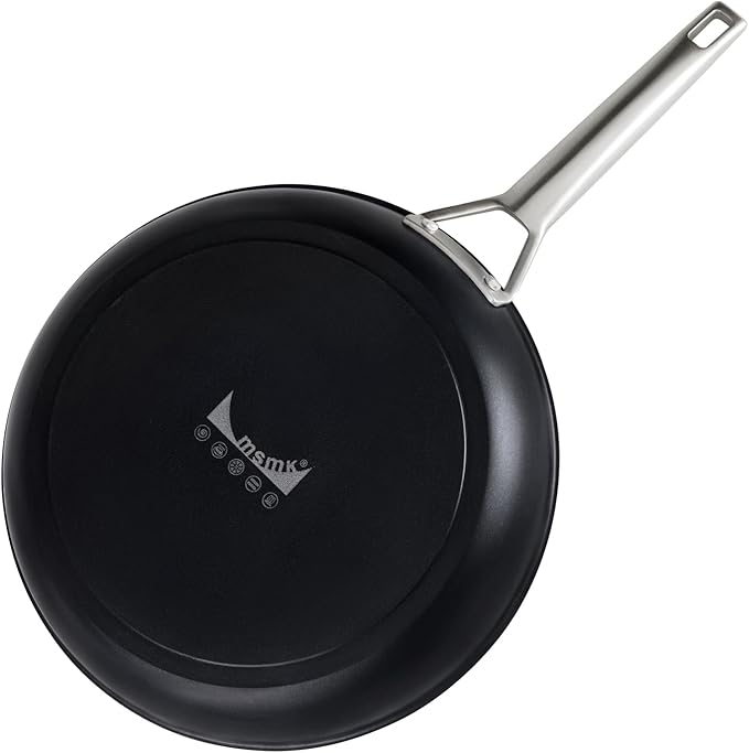 MsMk 12 Inch Nonstick Frying Pan with Lid, Titanium and Ceramic Nonstick skillet with lid, PFAS & PFOA Free, Non-Toxic, Stay-Cool Handle, Scratch-resistant, Dishwasher Safe, Oven Safe