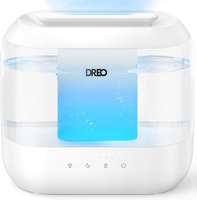 Dreo Humidifiers for Bedroom, Top Fill 4L Supersized Cool Mist Humidifier, 36H Runtime, 28 dB Quiet Ultrasonic Air Humidifier for Large Room, Plants, Baby Nursery, Indoor, Night Light, Easy to Clean