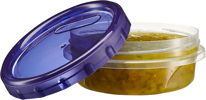 PLASTICPRO 12 Pack Twist Cap Food Storage Containers with Blue Screw on Lid- 8 oz Reusable Meal Prep Containers - Freezer and Microwave Safe Blue Plastic Food Storage