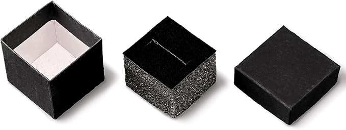 TheDisplayGuys - 24-Pack Cardboard Kraft Paper Jewelry Gift Boxes w. Velvet Padding - Necklace/Pendant - Matte Black - #33 (3.5" x 3.5" x 1.0")