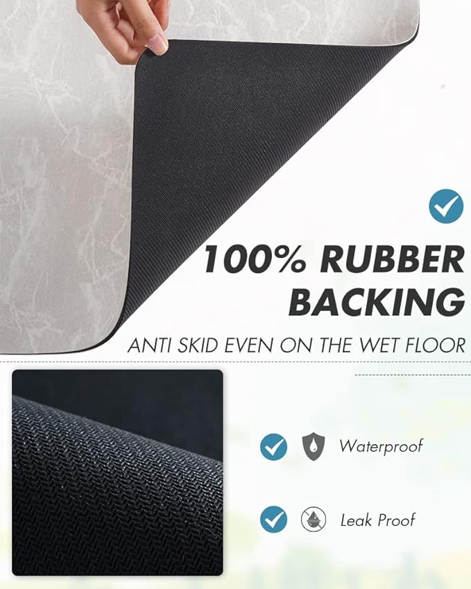 AMOAMI Coffee Mat - Hide Stain, Rubber Backed, Absorbent Dish Drying Mat for Kitchen Counter - Fits Under Coffee Maker & Machine, Dish Rack