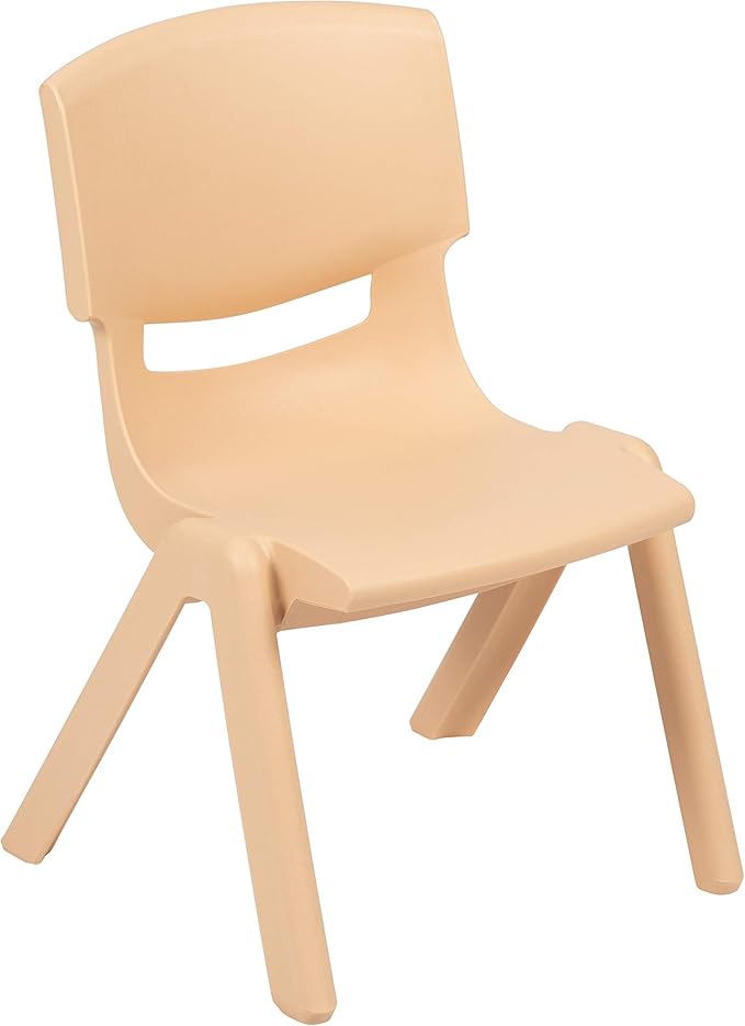 EMMA + OLIVER 2 Pack Natural Plastic Stackable School Chair with 10.5" H Seat, Preschool Chair