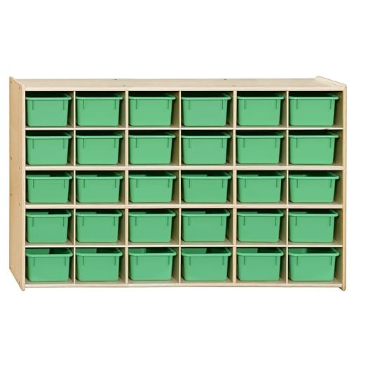 Contender Kids 30-Cubby Shelving Unit with Lime Green Bins, Toys Organizer & Storage Cabinet Made of Baltic Birch Plywood, Spacious & Multipurpose Storage Shelf