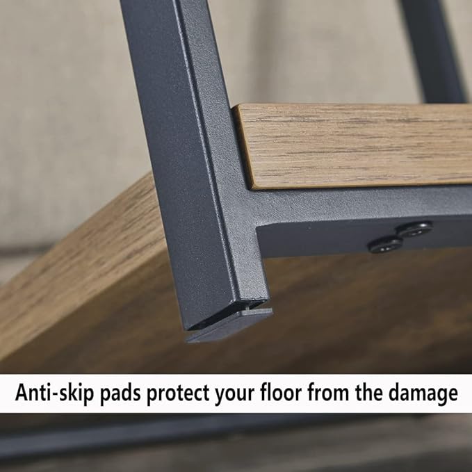 FOLUBAN Industrial End Table, Square Side Table with Storage Shelf for Living Room, Wood and Metal Nightstand, Oak