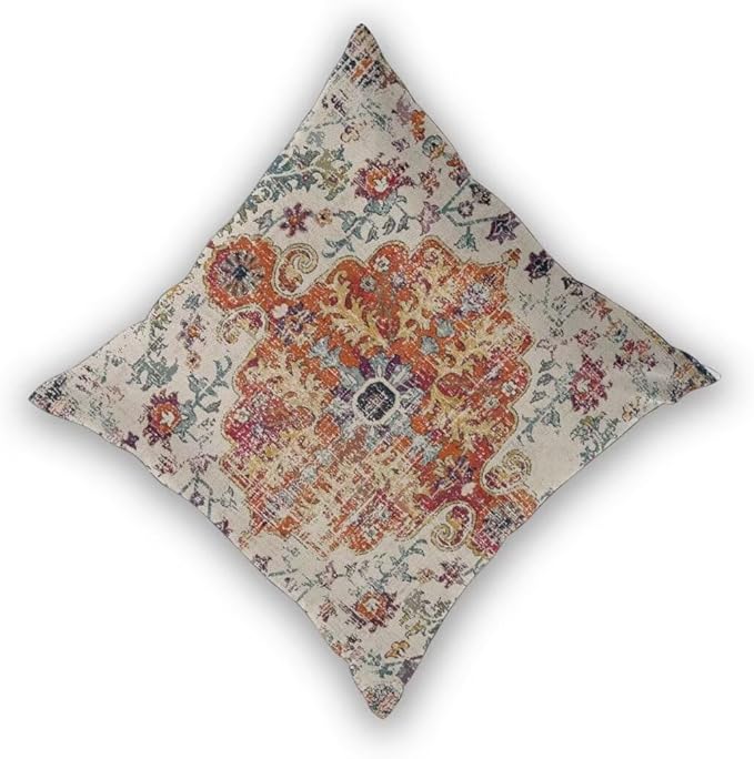 Blue Burnt Orange Boho Throw Pillow Covers 16x16 Set of 2, Farmhouse Carpet Ethnic Decorative Pillow Covers Bohemian Rustic Cushion Cases Linen Gifts for Couch Sofa Indoor Outdoor