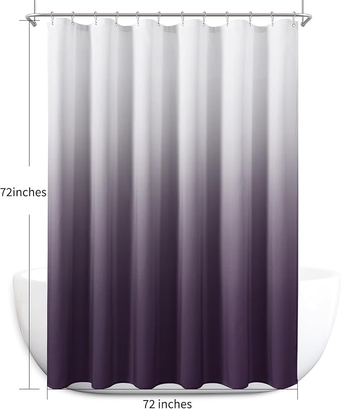 Naturoom Plum Shower Curtains for Bathroom,Ombre Cloth Fabric Shower Curtain Set with 12 Hooks Denim Blue Bathroom Decor 72 x 72
