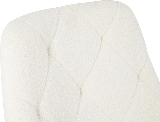 Furnimart 360° Swivel Rolling Desk Chair, Height Adjustable Vanity Chair with Silver Legs, Cute Task Chair with Wheels for Dorm Bedroom Studying Small Places (Teddy Beige)