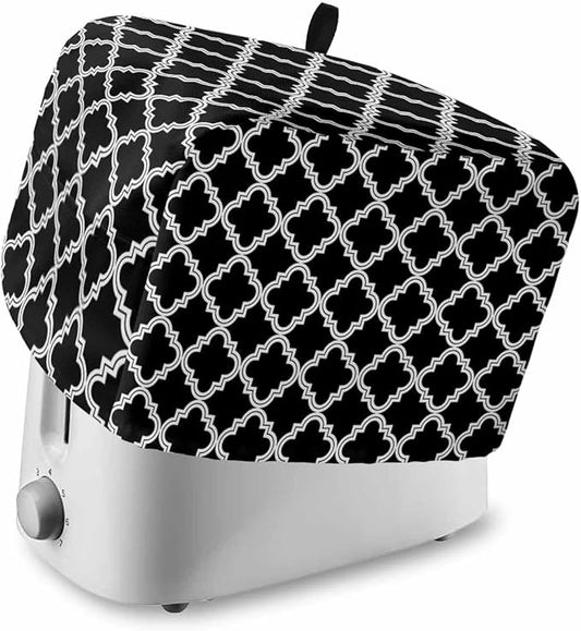 Toaster Cover 4 Slice Moroccan Pattern Toaster Oven Cover with Pockets Geometric Trellis Black Dustproof Bakeware Protector Small Kitchen Appliance Dust Covers and Fingerprint Protection for Women