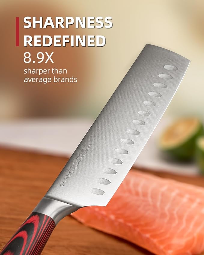2025 Upgraded Nakiri Chef Knife Japanese Professional 7 Inch Sharp Meat Cleaver Kitchen Knives for Chopping Vegetable and Cooking, High Carbon Stainless Steel Asian Chopping Chefs Knife