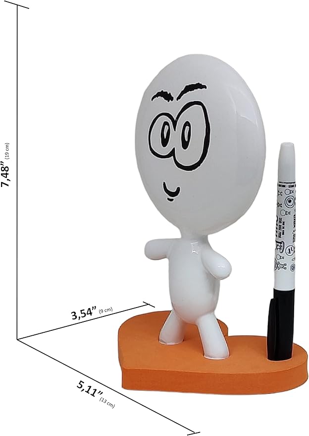 TITTO in Love, Draw Your Ideas - Halloween Gadgets Desk Gifts - Small Desktop Whiteboard Dry Erase - Ceramic Doll - Orange Office - Create Funny Faces (Orange)