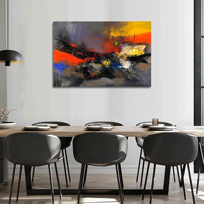 Red Black and Gray Abstract Canvas Wall Art Colorful Modern Multicolored Pictures for Living Room Contemporary Painting Wall Decor for Bedroom Home Office Decortions 24x36 inches
