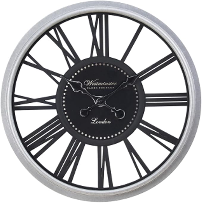 16 Inch Retro Black Wall Clock, Silent Non-Ticking Battery Operated Round Vintage Clock with Roman Numerals,Decorative Living Room, Kitchen, Bedroom Decor