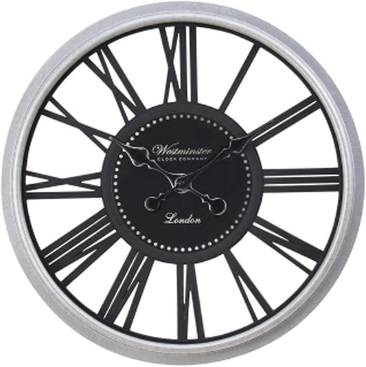 16 Inch Retro Black Wall Clock, Silent Non-Ticking Battery Operated Round Vintage Clock with Roman Numerals,Decorative Living Room, Kitchen, Bedroom Decor