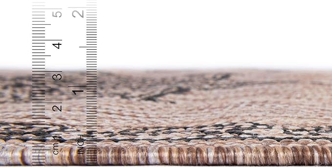 Unique Loom Outdoor Traditional Collection Area Rug - Antique (7' 10" Round Beige/Black)