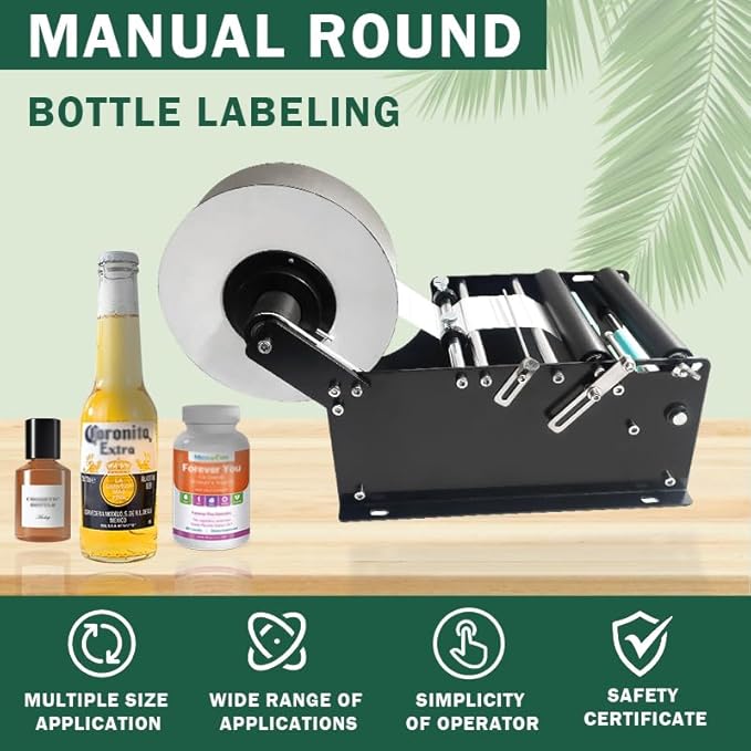 Manual Round Bottle Labeling Machine Beer Cans Wine Adhesive Sticker Labeler Label Dispenser Machine Packing Machine