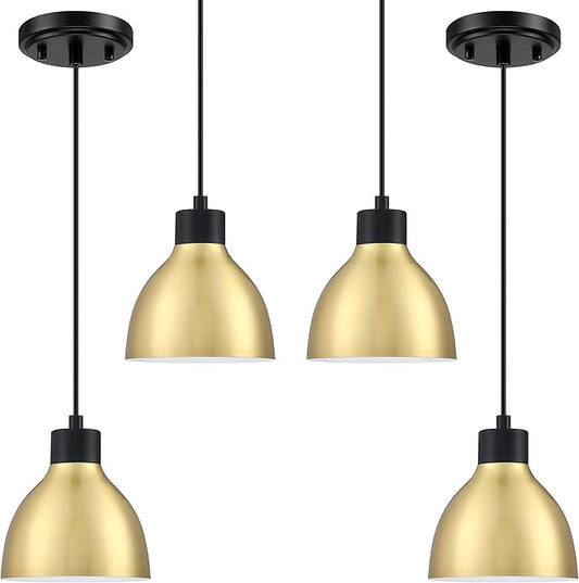4 Pack 1 Light Industrial Hanging Indoor 6" Mini Kitchen Island Pendant Ceiling Light Fixtures,Black Brushed Bronze Finish for Bar Dining Room Corridor Living Room