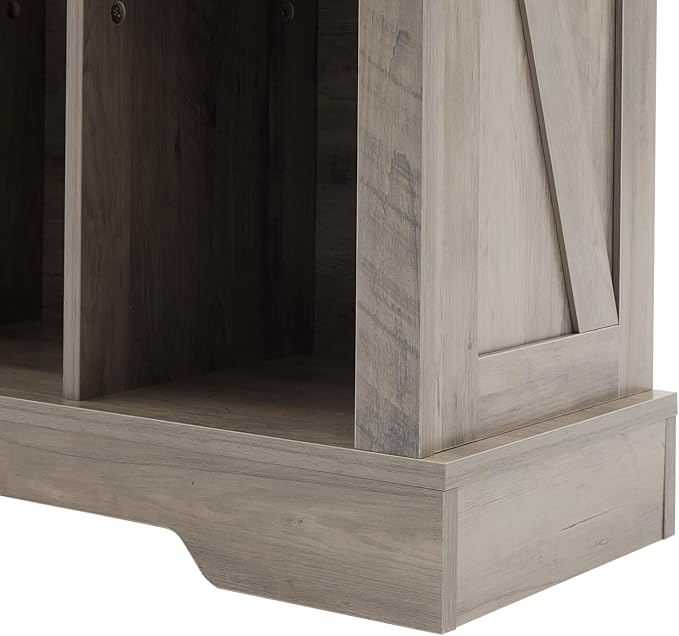 8 Cube Storage Organizer, 2 Tier Bookshelf for Living Room, Farmhouse Bookcase with Led, Kids Toy Storage Cabinet, Wall Cubby Shelves for Home Decor, Wood Display Cabinet for Bedroom, Grey