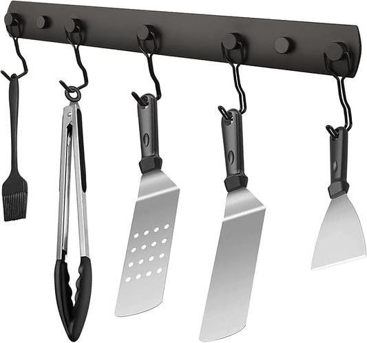 Smoker Grill Hooks,Magnetic Mount 5 Hooks for Hanging BBQ Utensils,Non-Slip Heavy Duty Magnetic Holder for Traeger Pellet Pit Boss Blackstone Grill Smoker