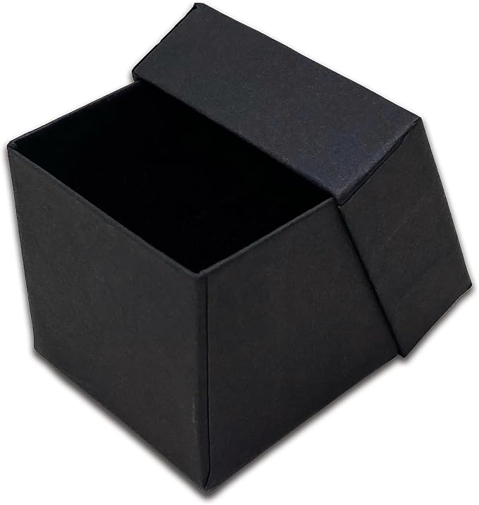 TheDisplayGuys - 24-Pack Cardboard Kraft Paper Jewelry Gift Boxes w. Velvet Padding - Ring - Matte Black - Square (1.5" x 1.5" x 1.5")