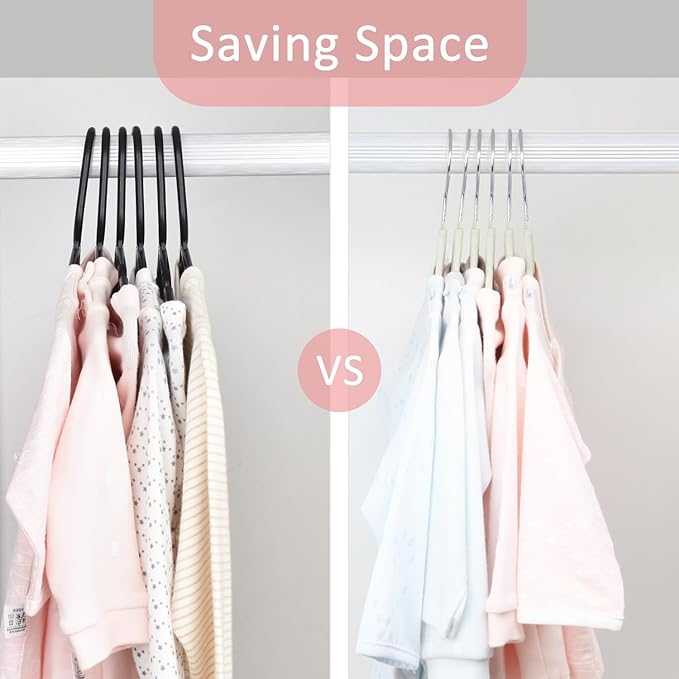 ManGotree Baby Velvet Clothes Hangers, Kids Toddler Children's Hangers for Clothes Space Saving Non-Slip (30 Pack, Beige)