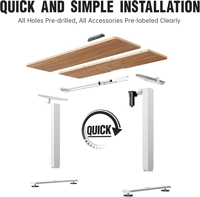 Veken 47.2 Inch Electric Standing Desk, Height Adjustable Sit Stand Up, Wood Desktop, Work Home Office Computer PC Desks, Gaming Writing Study Bedroom Rising Table, Nature