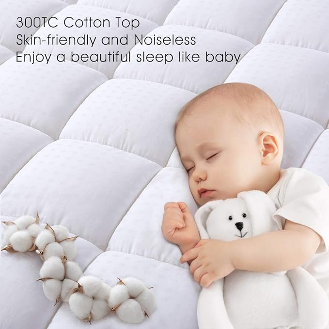 EASELAND RV King Mattress Pad Pillow Top Mattress Cover Quilted Fitted Mattress Protector Cotton Top 8-21" Deep Pocket Cooling Mattress Topper (72x80 Inches, White)