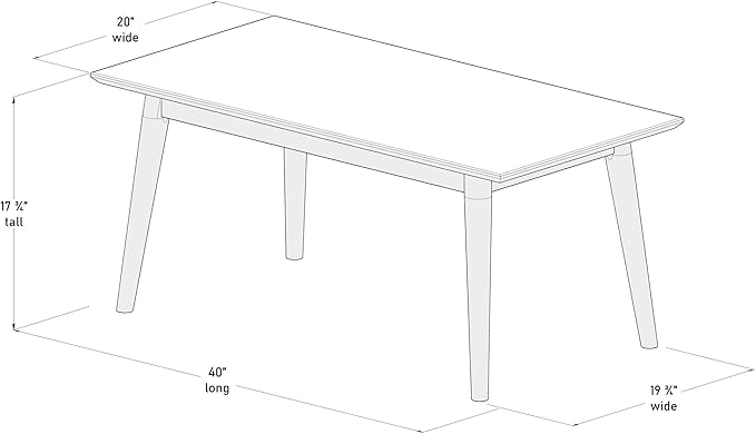 Plank+Beam 40 Inch Mid Century Modern Coffee Table, Wood Coffee Tables for Living Room, Rectangular Center Table, Occasional Table for Small Spaces, Black
