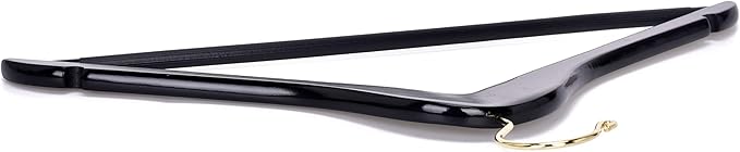 Quality Black Wooden Hangers - Slightly Curved Hanger Set of 30-Pack - Solid Wood Coat Hangers with Stylish Chrome Hooks - Heavy-Duty Clothes, Jacket, Shirt, Pants, Suit Hangers (Black-Gold Hook, 30)