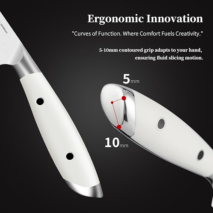 5 inch Paring Knife, German 1.4116 Stainless Steel Fruit Vegetable Peeling Knives, Ivory White Handle, Razor Sharp Small Kitchen Knife with Gift Box